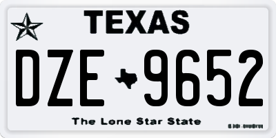 TX license plate DZE9652