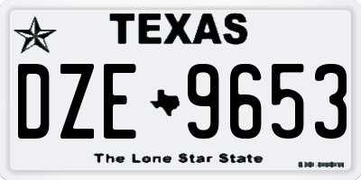 TX license plate DZE9653