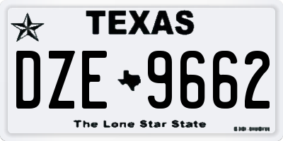 TX license plate DZE9662