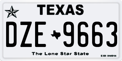 TX license plate DZE9663