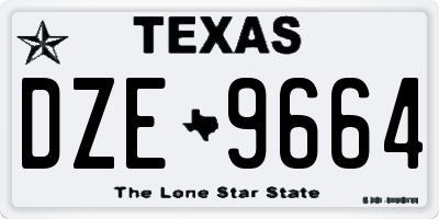 TX license plate DZE9664