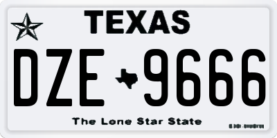 TX license plate DZE9666