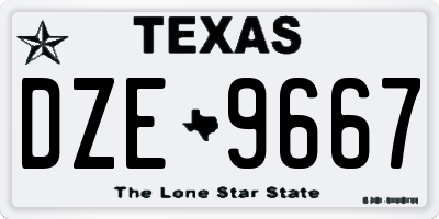 TX license plate DZE9667