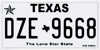 TX license plate DZE9668