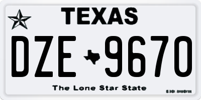 TX license plate DZE9670