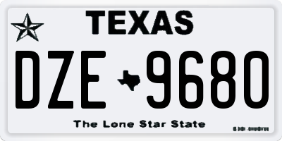 TX license plate DZE9680