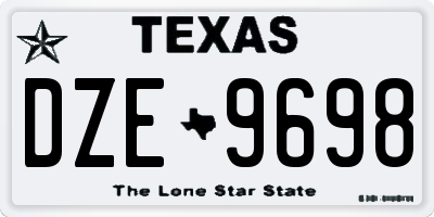 TX license plate DZE9698