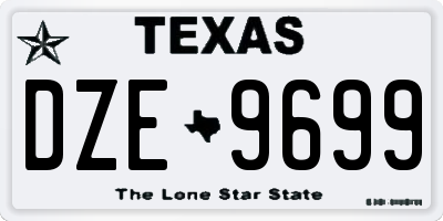 TX license plate DZE9699