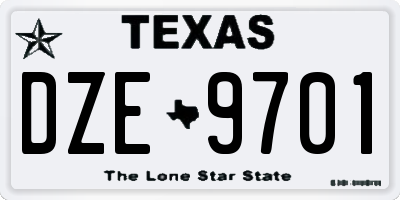 TX license plate DZE9701