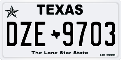 TX license plate DZE9703