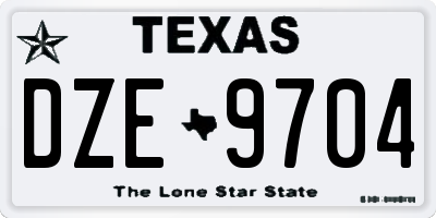 TX license plate DZE9704