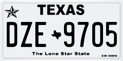 TX license plate DZE9705
