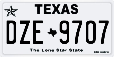 TX license plate DZE9707