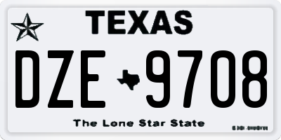 TX license plate DZE9708