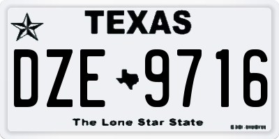 TX license plate DZE9716