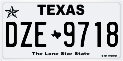 TX license plate DZE9718