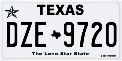 TX license plate DZE9720