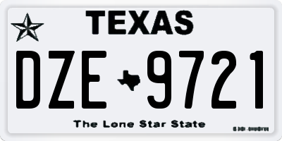 TX license plate DZE9721