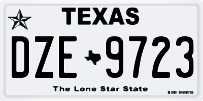 TX license plate DZE9723