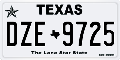 TX license plate DZE9725