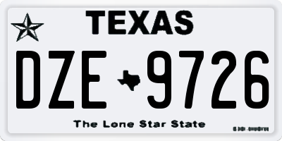 TX license plate DZE9726