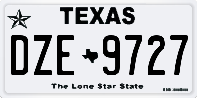 TX license plate DZE9727