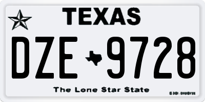 TX license plate DZE9728