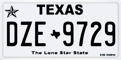 TX license plate DZE9729