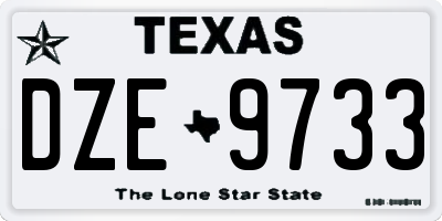 TX license plate DZE9733