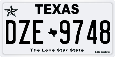 TX license plate DZE9748