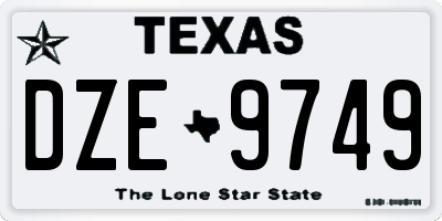 TX license plate DZE9749