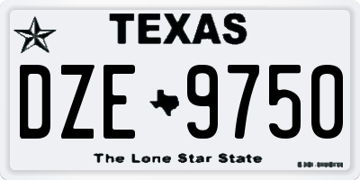TX license plate DZE9750
