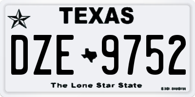 TX license plate DZE9752