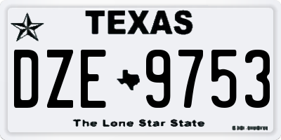 TX license plate DZE9753