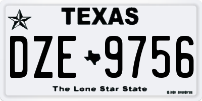 TX license plate DZE9756