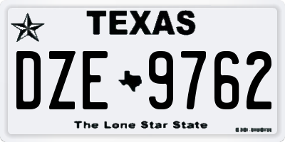 TX license plate DZE9762