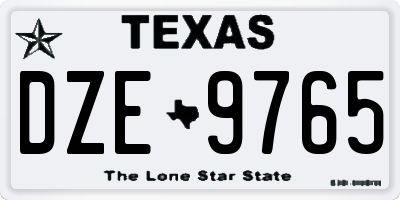TX license plate DZE9765