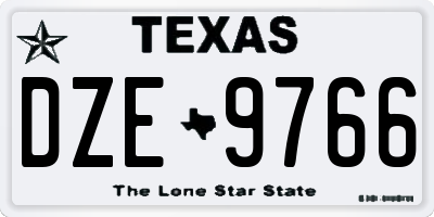 TX license plate DZE9766