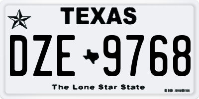 TX license plate DZE9768