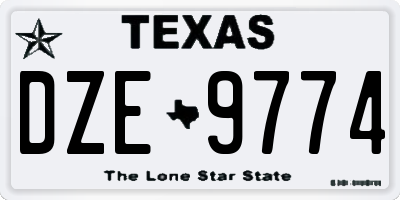 TX license plate DZE9774