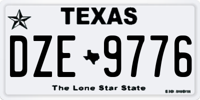 TX license plate DZE9776