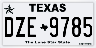 TX license plate DZE9785