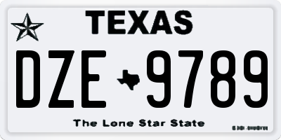 TX license plate DZE9789