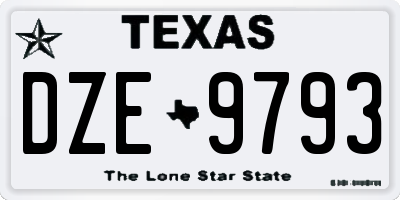 TX license plate DZE9793