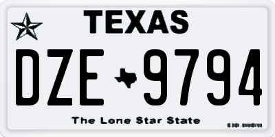 TX license plate DZE9794