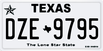 TX license plate DZE9795