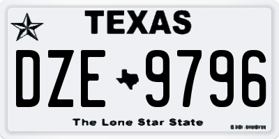 TX license plate DZE9796