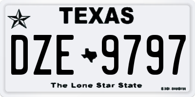 TX license plate DZE9797