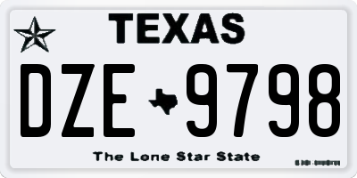 TX license plate DZE9798