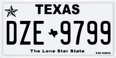 TX license plate DZE9799